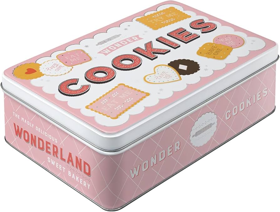 Nostalgic-Art Retro storage tin box flat, 84.5 oz, Wonder Cookies
